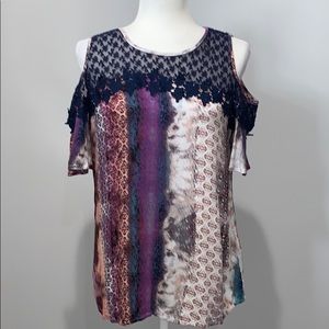 Cupio Cold Shoulder Shirt Size Medium